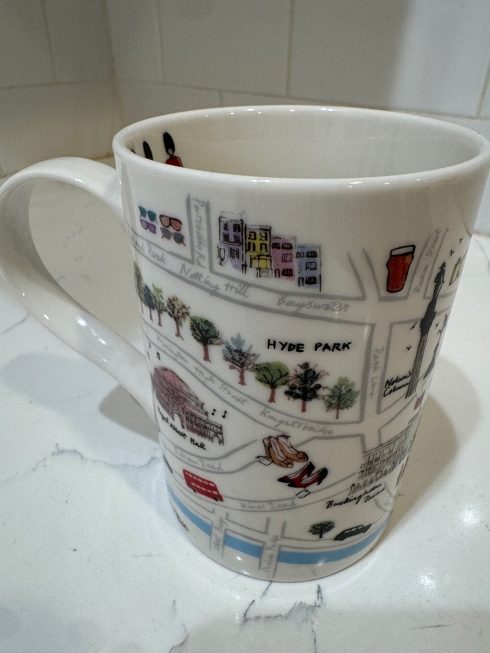 London Illustrated Ceramic Mug - White Travel Design - Picture 6 of 12